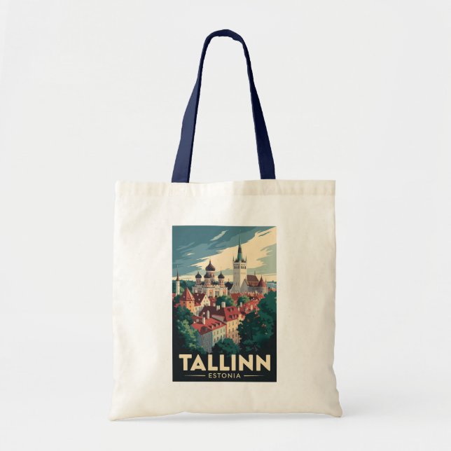 Tallinn Estonia Travel Art Vintage Tote Bag (Front)