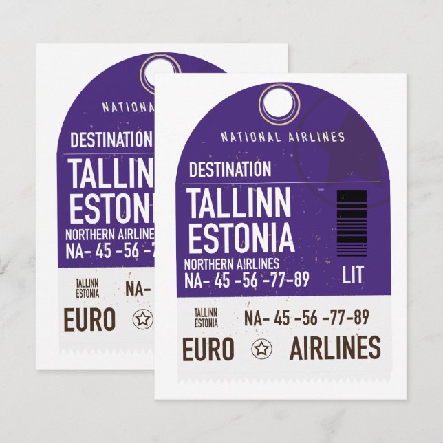 Tallinn Estonia travel ticket (Front/Back)