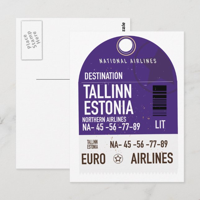 Tallinn Estonia travel ticket Postcard (Front/Back)