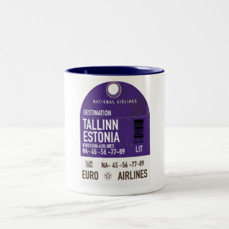 Tallinn Estonia travel ticket Two-Tone Coffee Mug