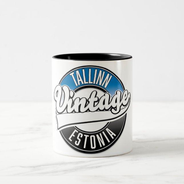 Tallinn Estonia vintage logo Two-Tone Coffee Mug (Center)