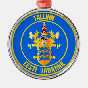 Tallinn Round Emblem Metal Tree Decoration