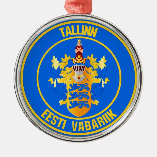 Tallinn Round Emblem Metal Tree Decoration (Front)