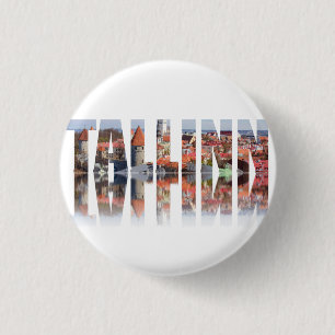 Tallinn text composed of old town 3 cm round badge