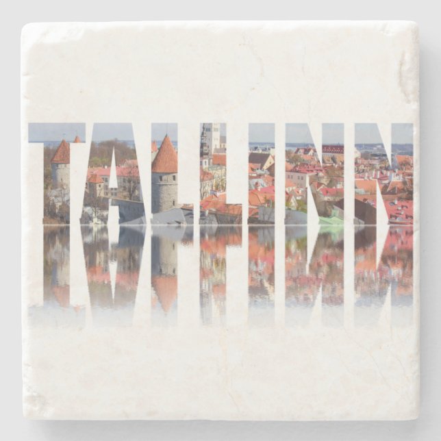 Tallinn text composed of old town stone coaster (Front)