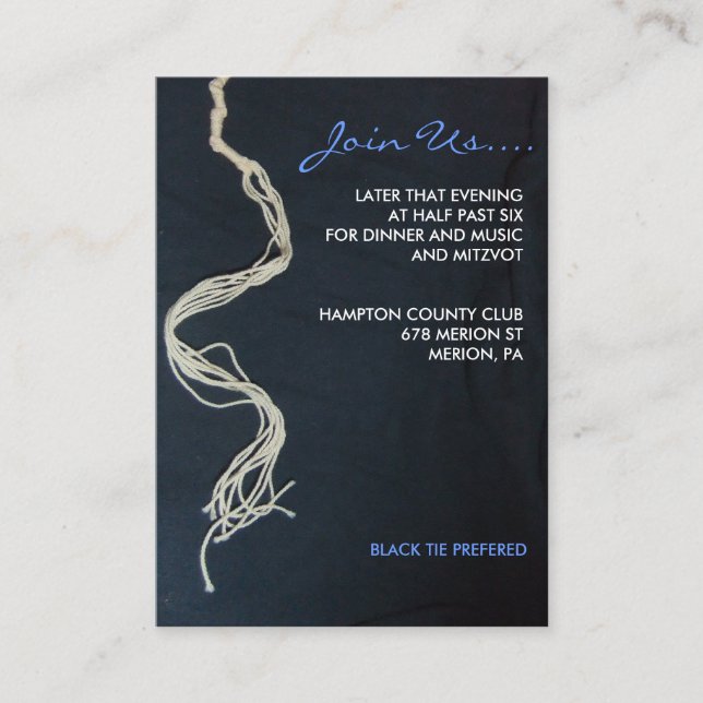 Tallit Tallis Bar Bat Mitzvah Reception Card (Front)