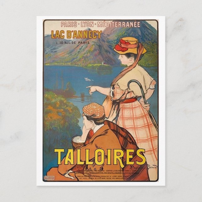 Talloires, Annecy lake, couple on picnic, vintage Postcard (Front)