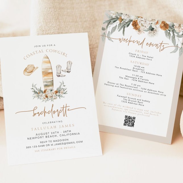 TALLULAH Earthy Boho Coastal Cowgirl Bachelorette Invitation (Creator Uploaded)