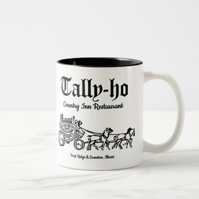 Tally-Ho Restaurant, Park Ridge & Evanston, IL Two-Tone Coffee Mug (Right)