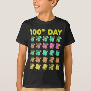 Tally Mark 100th Day of School T-shirt Neon Gift