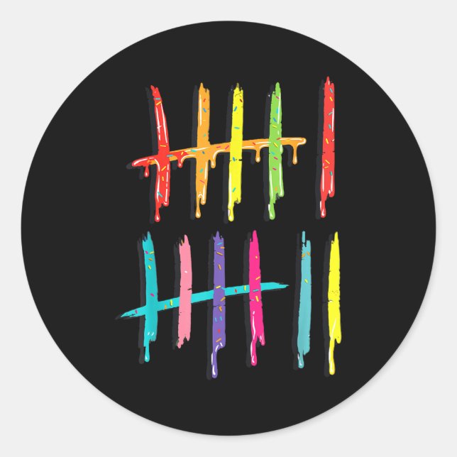 Tally Marks 6 7 Numbers Funny Six Seven 67 Meme Ge Classic Round Sticker (Front)