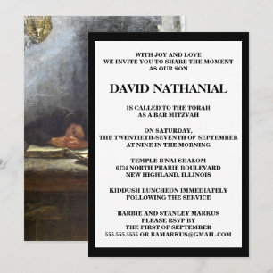 Talmudic School by Samuel Hirszenberg Bar Mitzvah Invitation