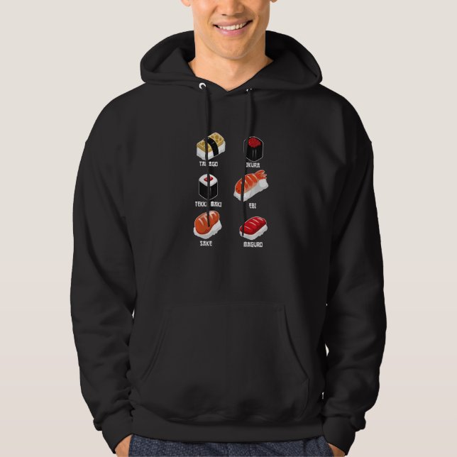 Tamago, Ikura, Ebi, Tekka Maki, Maguro, Sake Premi Hoodie (Front)