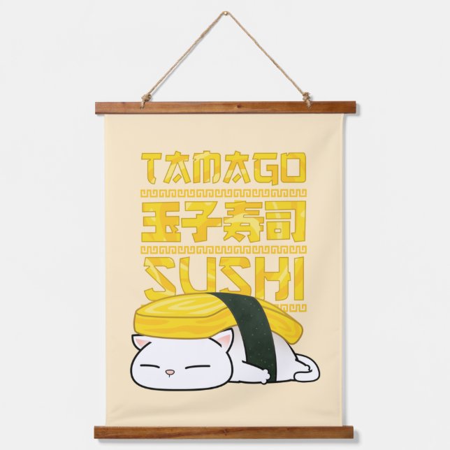 Tamago Sushi Cat Hanging Tapestry (Front)