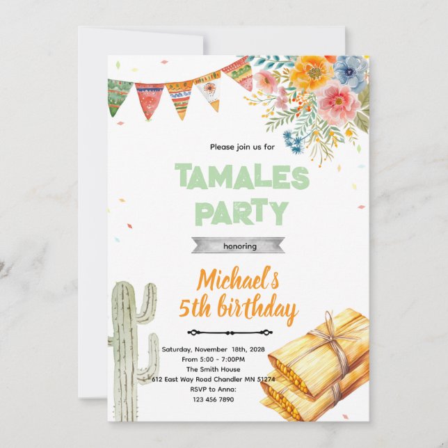Tamale birthday party invitation (Front)
