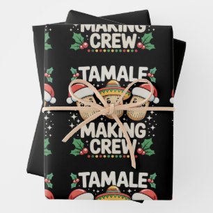 Tamale Making Crew Christmas Season Mexican Xmas Wrapping Paper Sheet