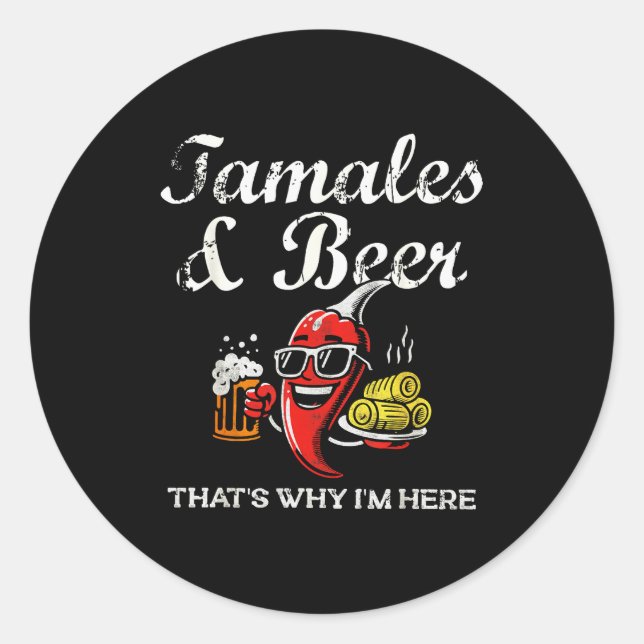 Tamales &amp; Beer Funny Tamale Season Mexican Chr Classic Round Sticker (Front)