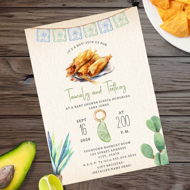 Tamales & Teethers Boy Baby Shower Fiesta  Invitation (Creator Uploaded)