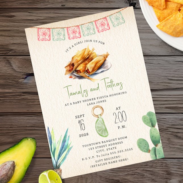 Tamales & Teethers Girl Baby Shower Fiesta  Invitation (Creator Uploaded)