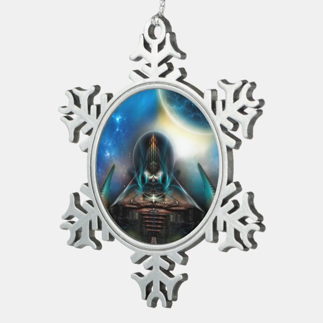 Tamalin 5 Pewter Snowflake Ornament (Right)