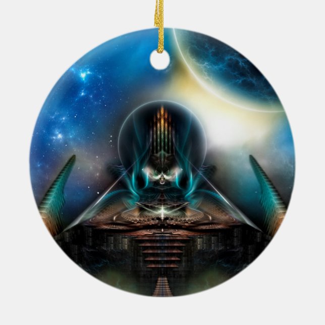 Tamalin 5 Science Fiction Fractal Artwork Ceramic Tree Decoration (Back)