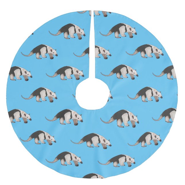 Tamandua cartoon illustration brushed polyester tree skirt (Front)