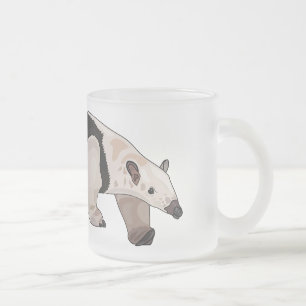 Tamandua cartoon illustration frosted glass coffee mug