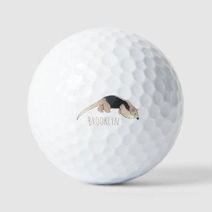Tamandua cartoon illustration  golf balls