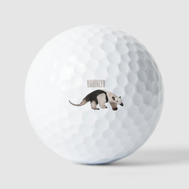 Tamandua cartoon illustration golf balls (Front)