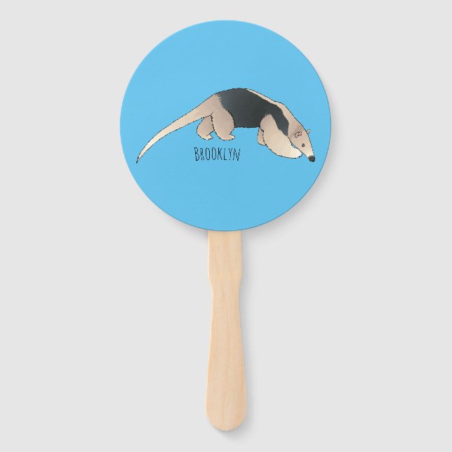 Tamandua cartoon illustration  hand fan (Front)