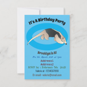 Tamandua cartoon illustration invitation