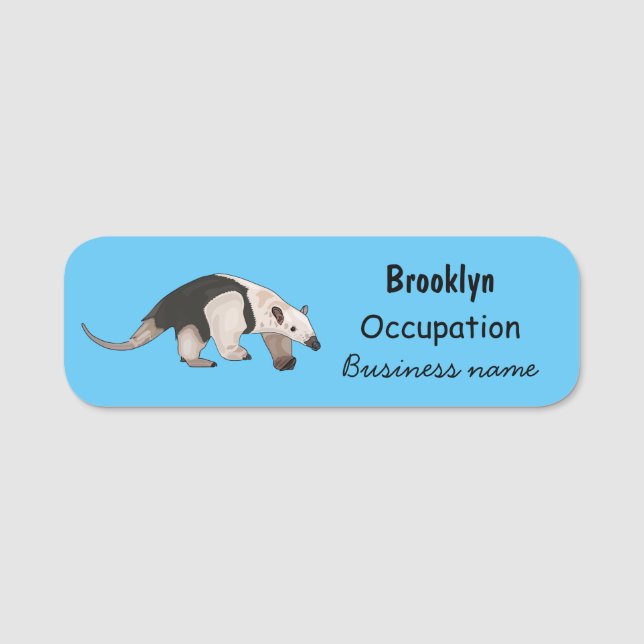 Tamandua cartoon illustration name tag (Front)