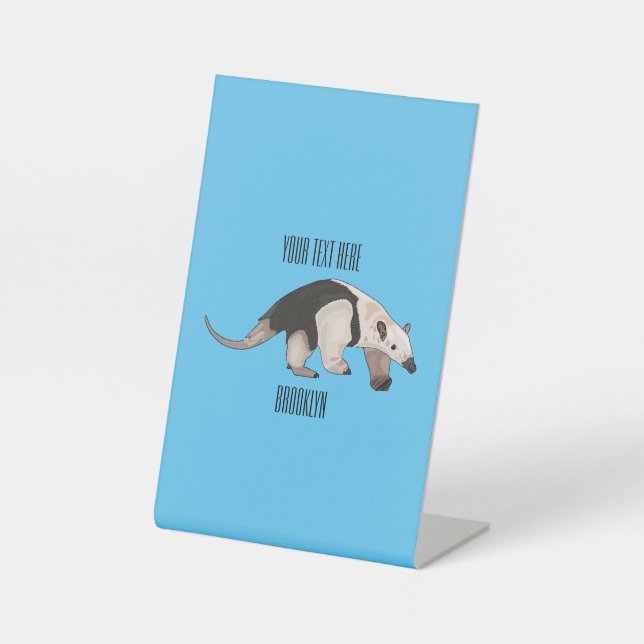 Tamandua cartoon illustration pedestal sign (Front)