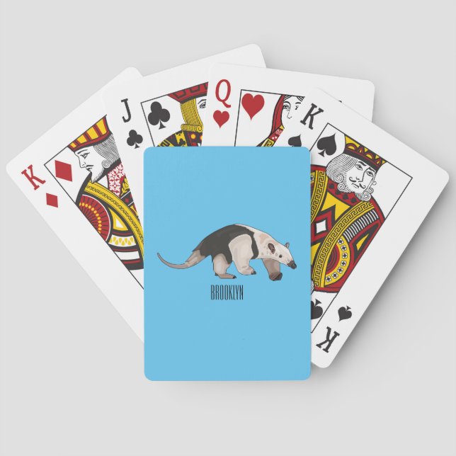 Tamandua cartoon illustration playing cards (Back)