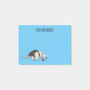 Tamandua cartoon illustration post-it notes