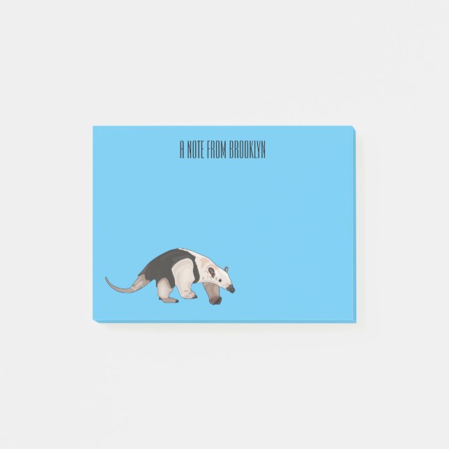 Tamandua cartoon illustration post-it notes (Front)