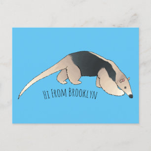 Tamandua cartoon illustration postcard