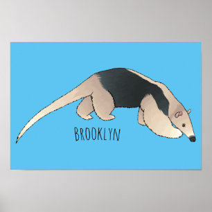 Tamandua cartoon illustration poster