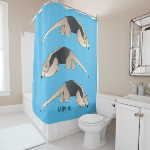 Tamandua cartoon illustration shower curtain