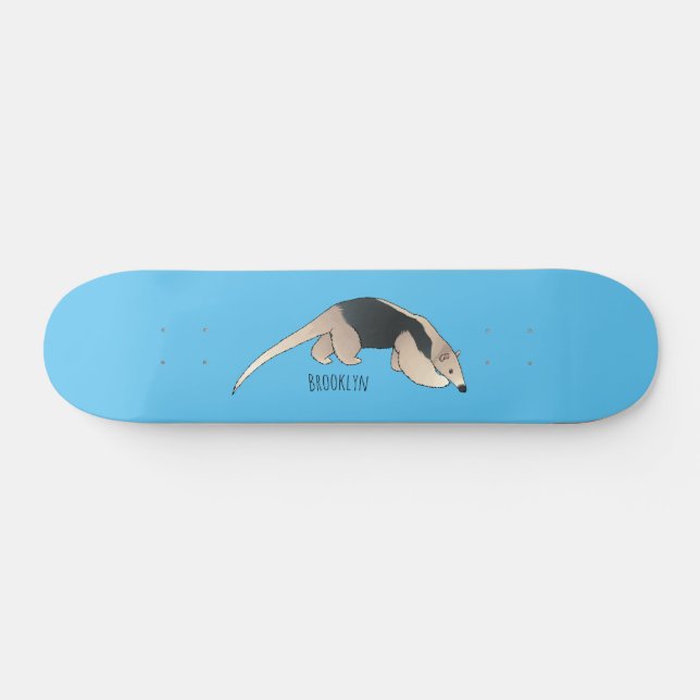Tamandua cartoon illustration skateboard (Horz)
