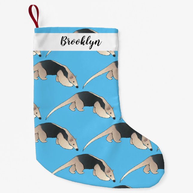 Tamandua cartoon illustration small christmas stocking (Front)