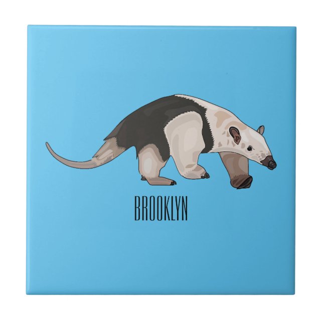 Tamandua cartoon illustration tile (Front)