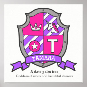 Tamara name meaning heraldry crest unicorn poster