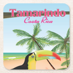 Tamarindo Costa Rica beach holiday poster Square Paper Coaster