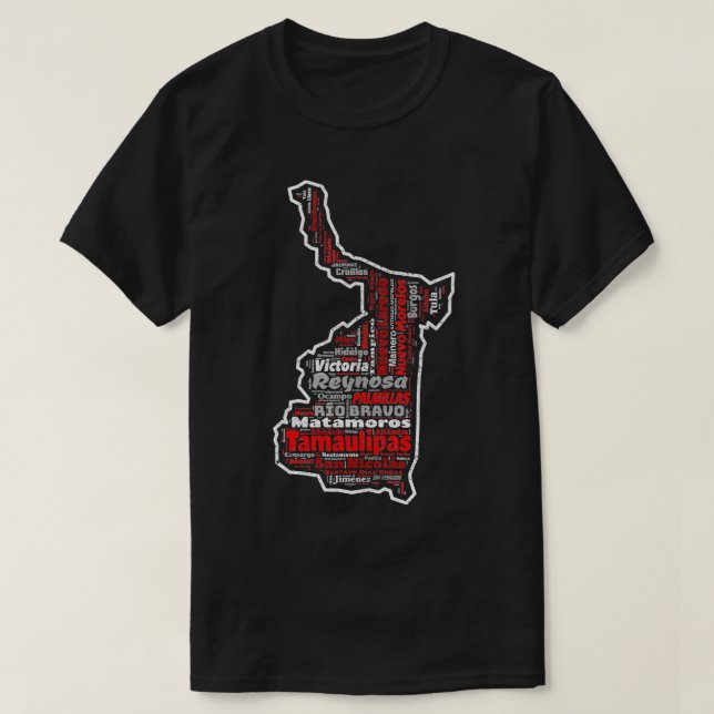 Tamaulipas Mexico Mapa Municipios Mexican State  T-Shirt (Design Front)