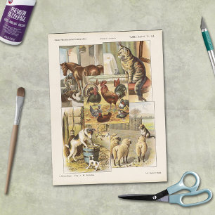 Tame Farm Animal Collection Ephemeral Decoupage Tissue Paper