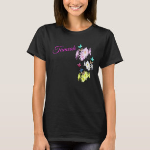 Tameah, Girls Name, With Kittens Butterflies, T-Shirt
