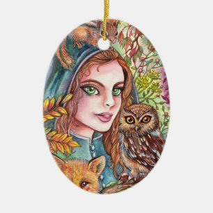 Tamer in Autumn Woods Ceramic Tree Decoration