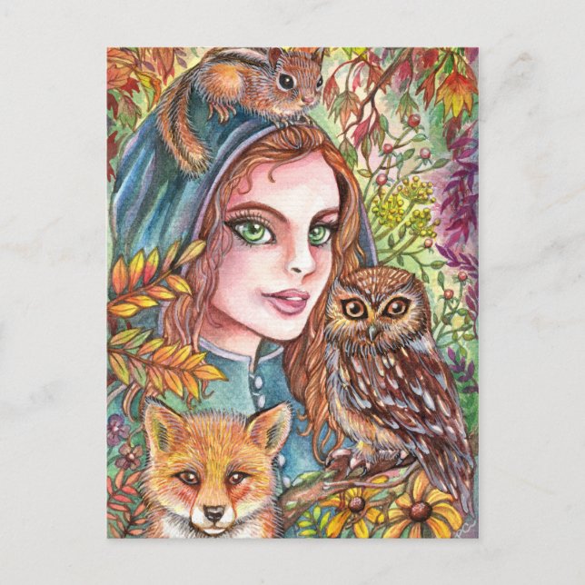 Tamer in Autumn Woods Postcard (Front)