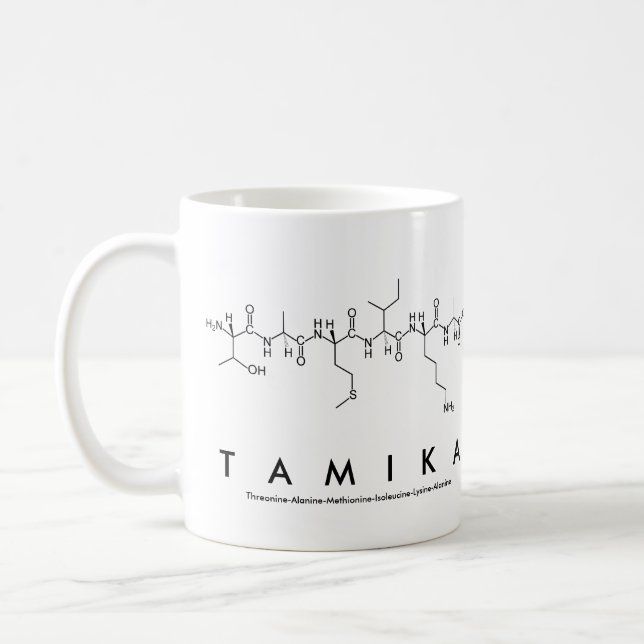 Tamika peptide name mug (Left)